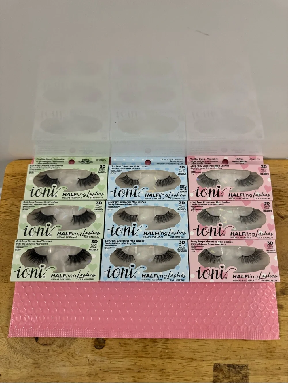 HALFling Lashes Pack - Assorted Pink/Blue/Green - 9 Pairs